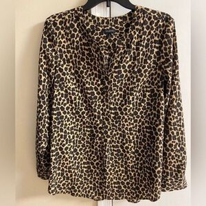 Talbots Leopard Print Blouse - Black and Tan Medium